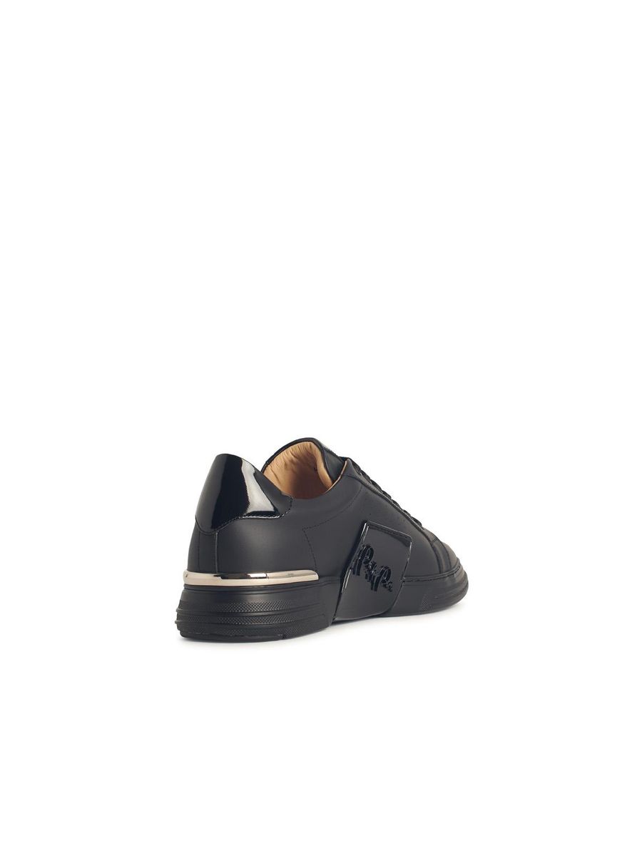 Philipp Plein 'Hexagon' Black Leather Sneakers