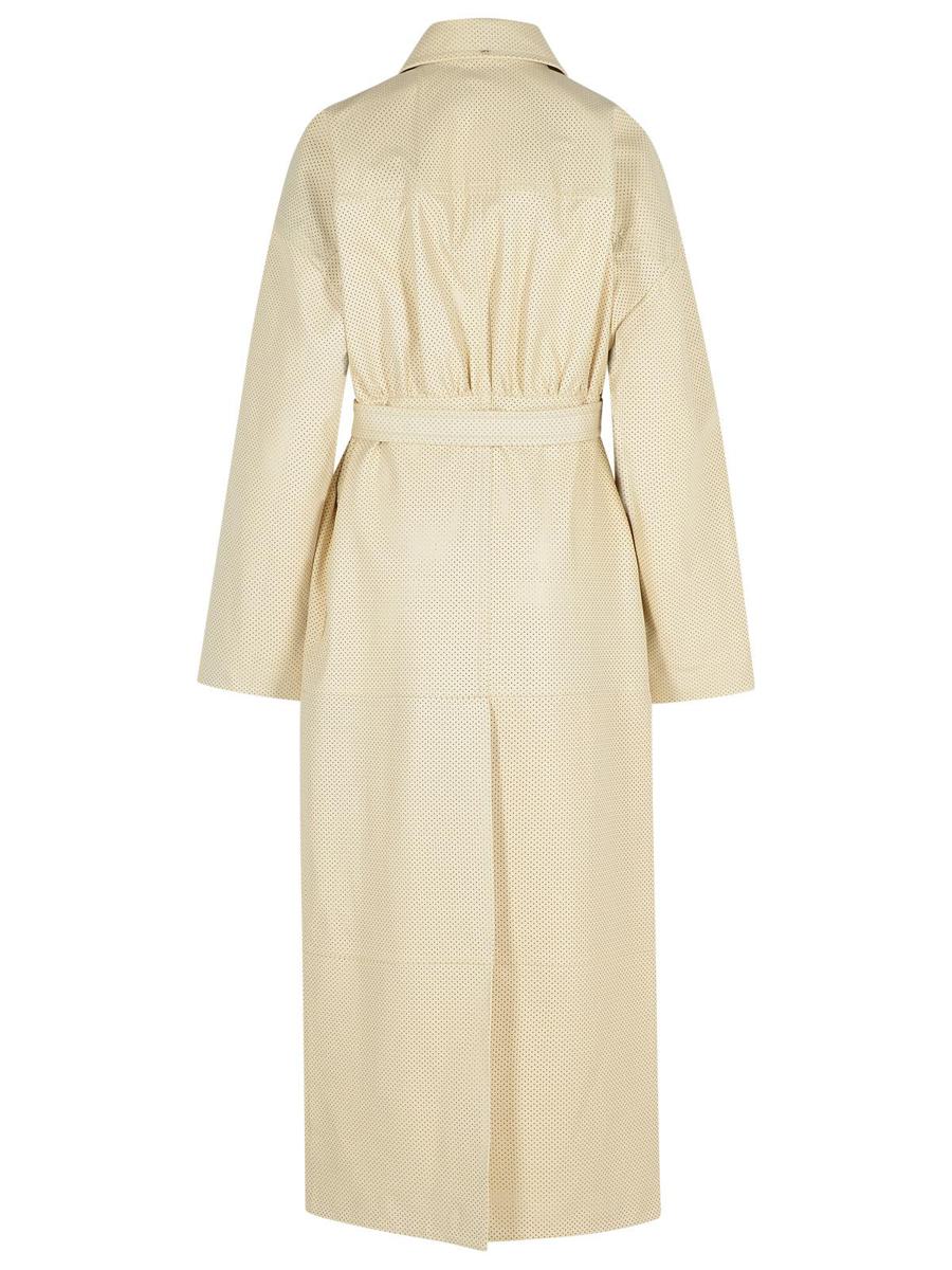 Sportmax Ivory Leather Trench Coat