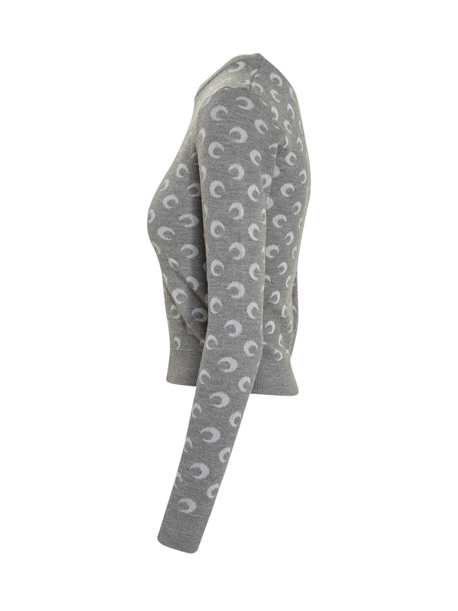 Marine Serre Grey Slim Fit Sweater With Moon Print By Marine Serre
