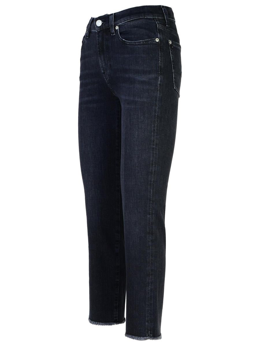 7 For All Mankind 'Straight Crop' Black Cotton Jeans