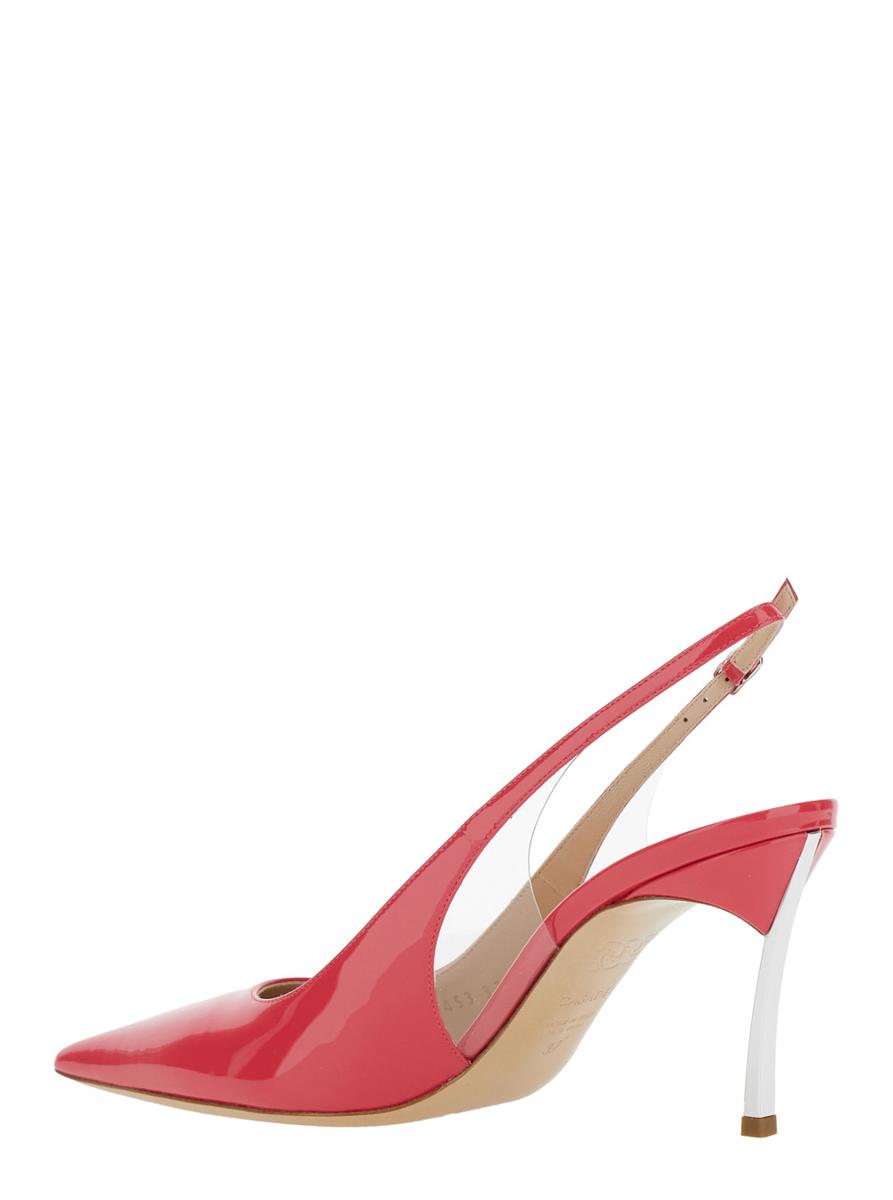 'Superblade Tiffany' Pink Slingback Pumps With High Heel In Patent Leather Woman