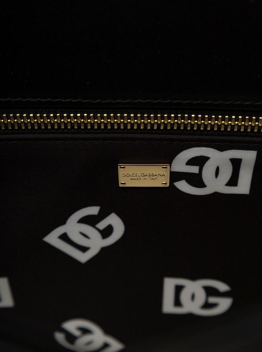 'Dg Logo' Black Medium Shopper In Leather Woman