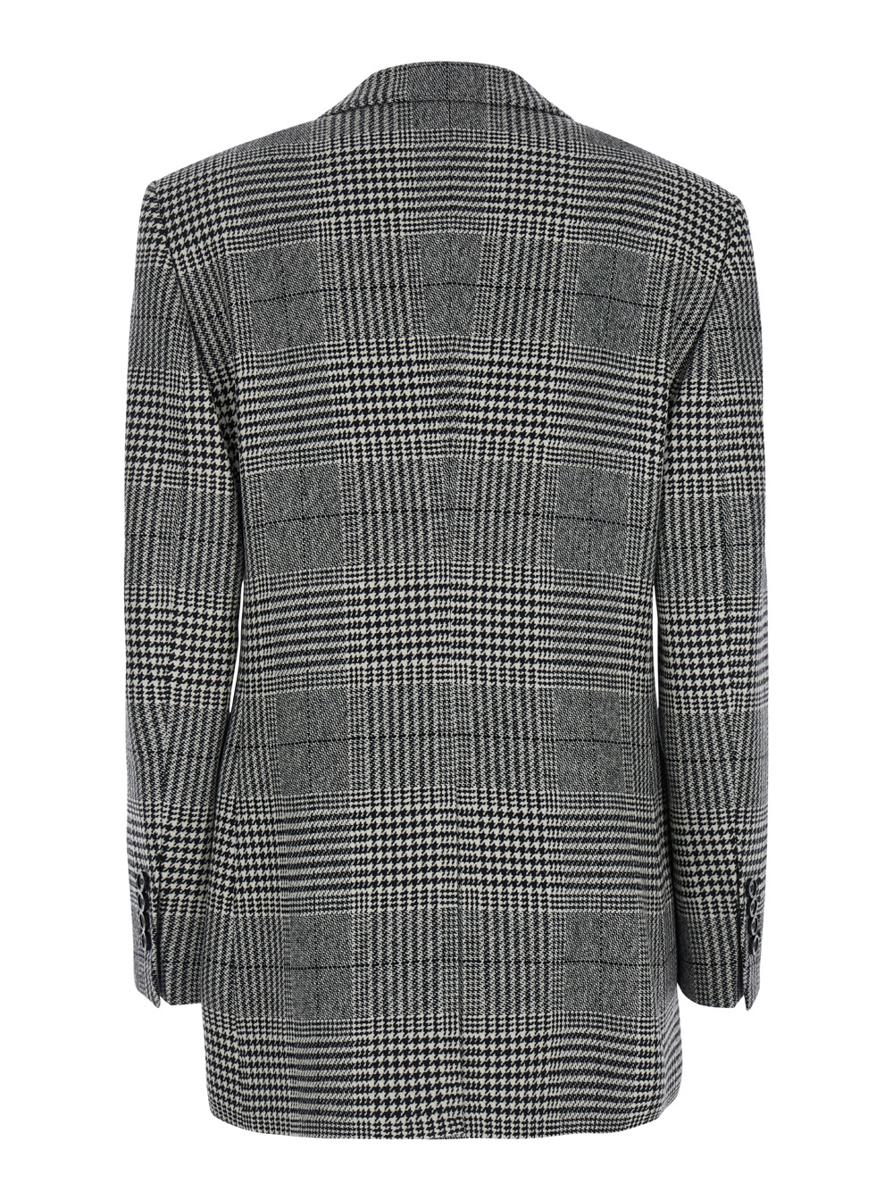 Grey Single-Breasted Jacket With Peak Revers In Wool And Cashmere Woman