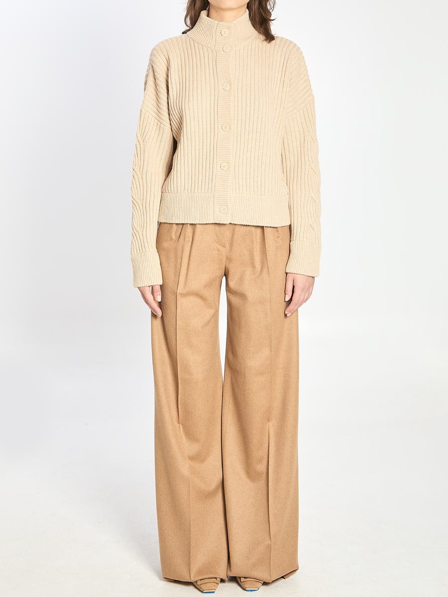 Ribbed Cardigan In Wool And Cashmere