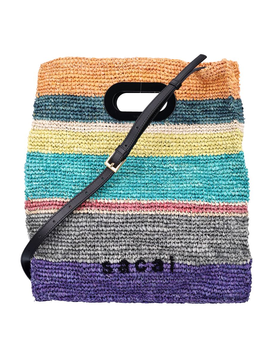 Sacai Raffia Tote Bag