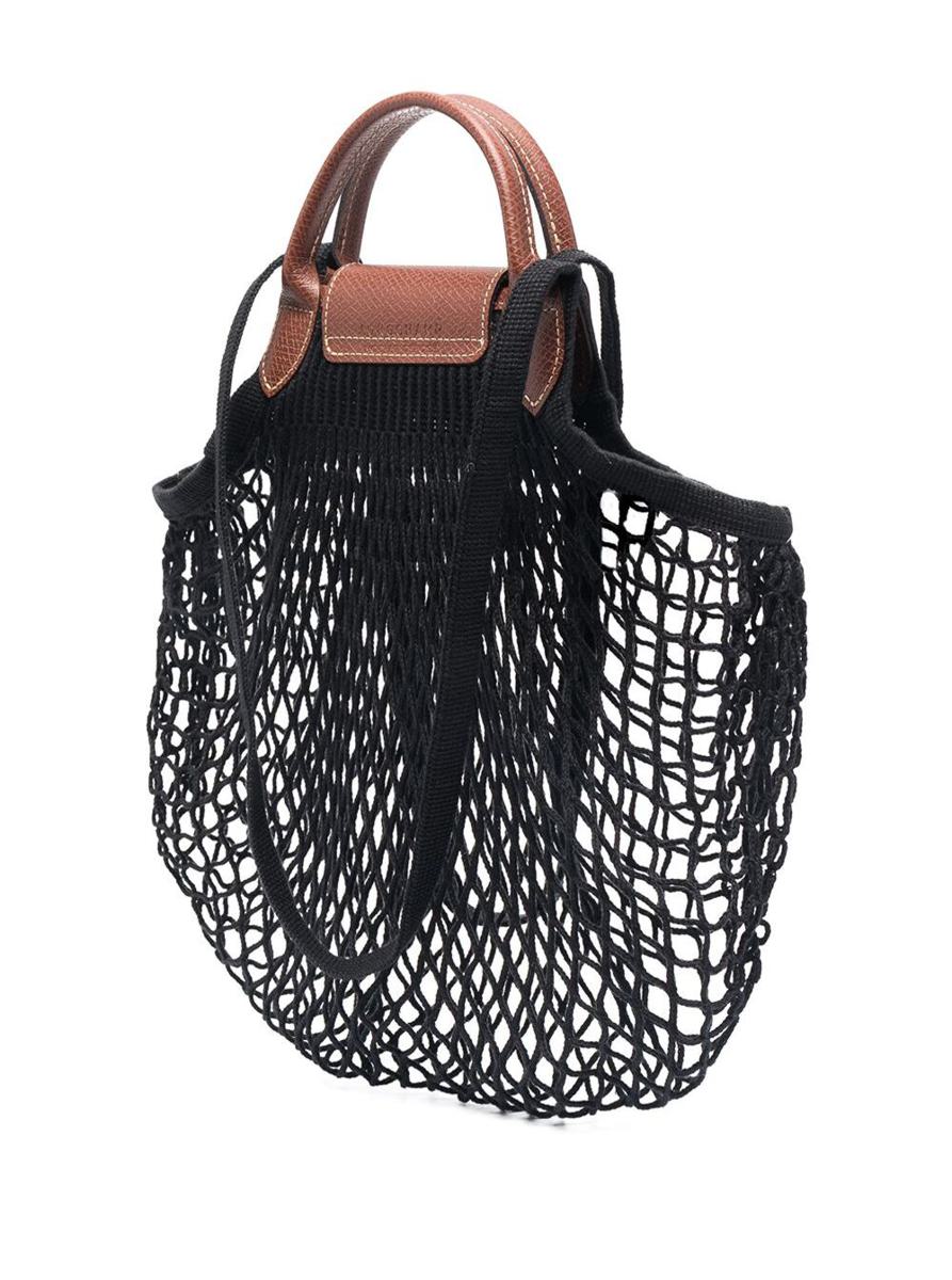 'Le Pliage Filet' Black Handbag With Engraved Logo In Mesh Woman