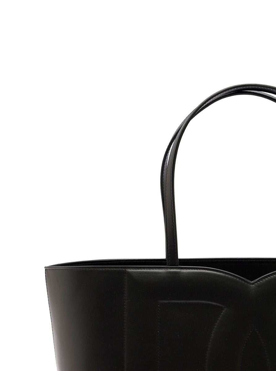 'Dg Logo' Black Medium Shopper In Leather Woman