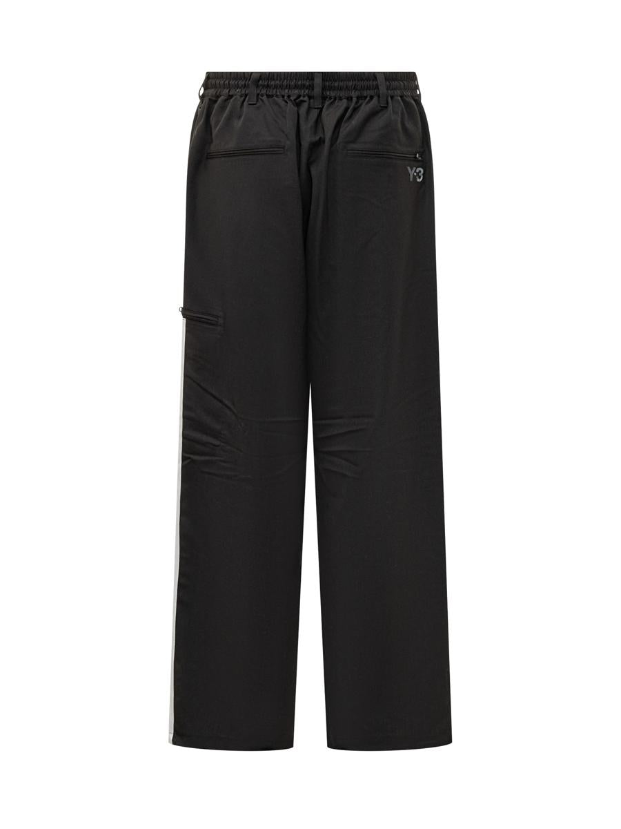 Y-3 Adidas Black Baggy Pants With Side Bands Y-3