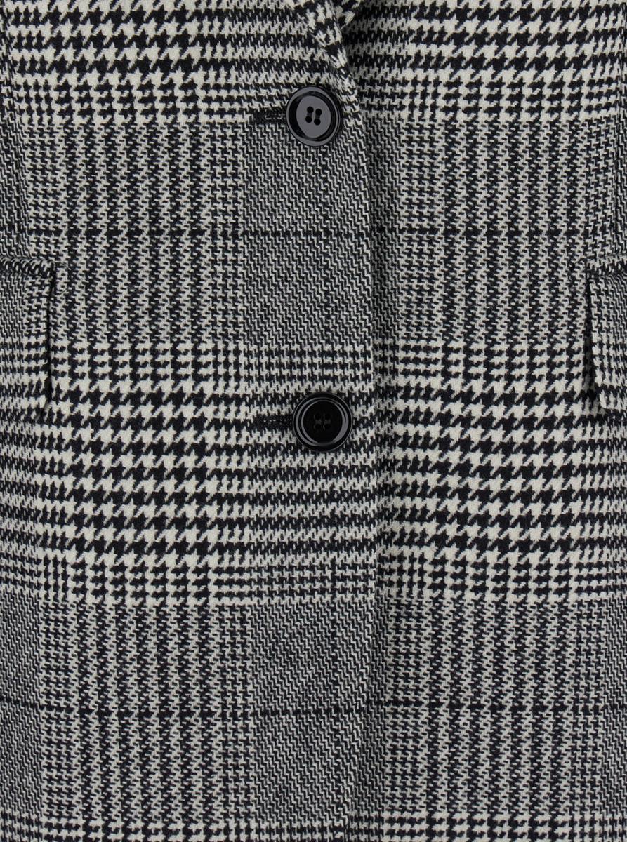 Grey Single-Breasted Jacket With Peak Revers In Wool And Cashmere Woman