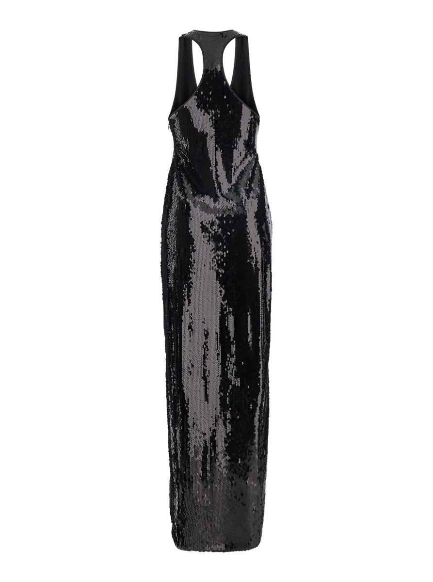 'Bella' Long Dress With Wide Neckline And Sequined Details In Polyester Woman