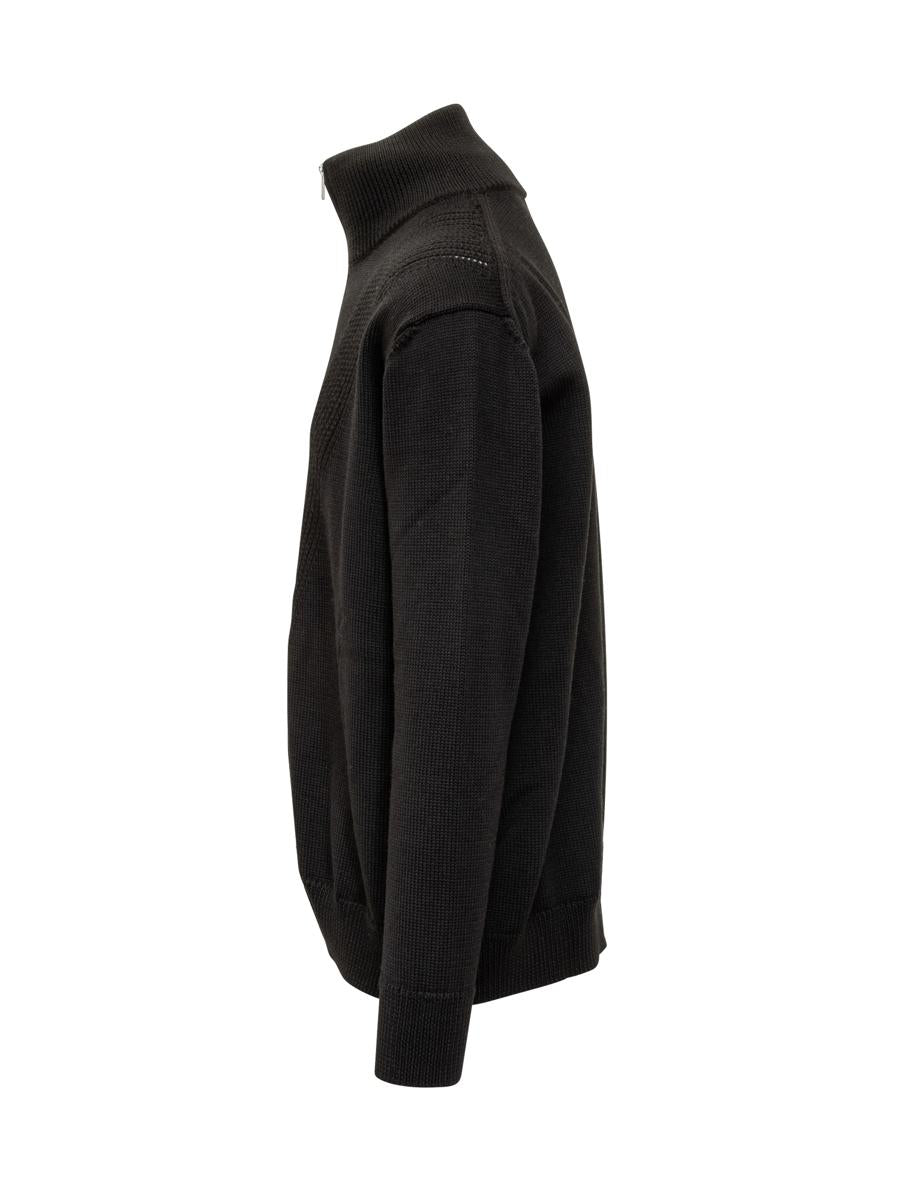 Jil Sander Black Cardigan In Technical Knit Jil Sander