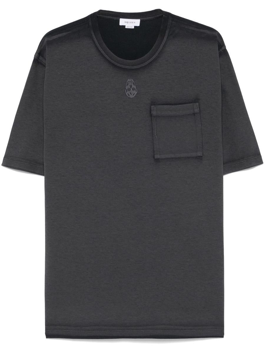 Alexander McQueen Grey T-Shirt With Skull And Pocket