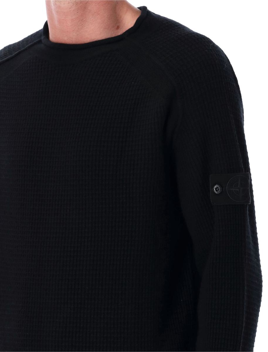 Stone Island Black Wool Fisherman Rib Jumper