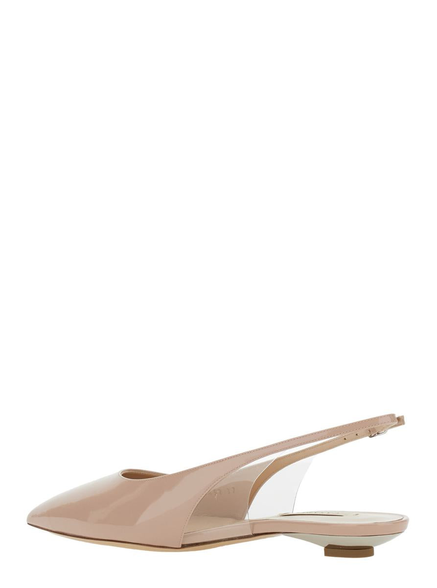 'Miniblade Tiffany' Beige Slingback Ballet Shoes In Patent Leather Woman