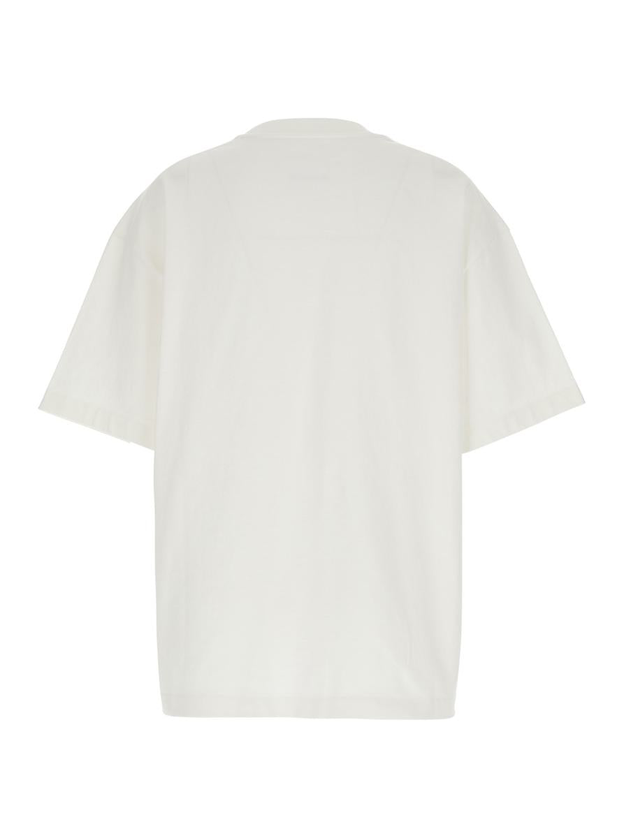 White Crewneck T-Shirt With Logo Lettering On The Front In Cotton Woman