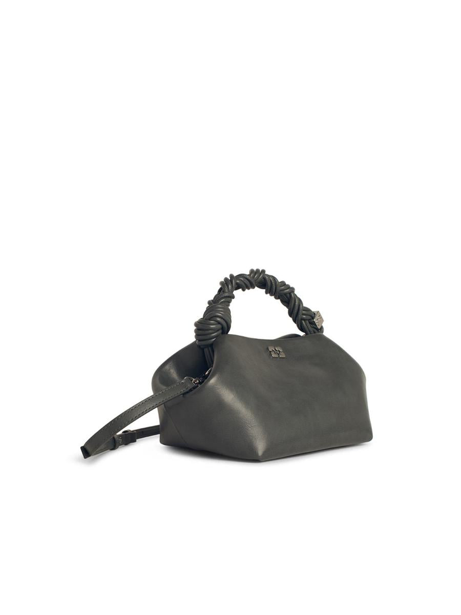 Ganni 'Bou' Small Grey Leather Blend Bag