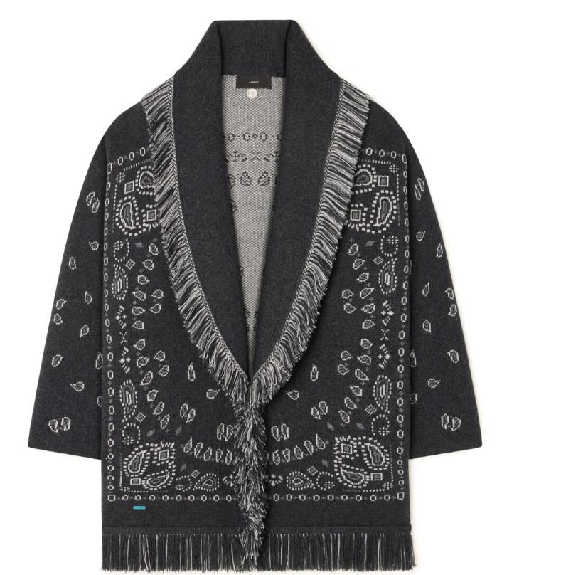 Alanui Cardigan Jacquard Bandana Charcoal/Multi