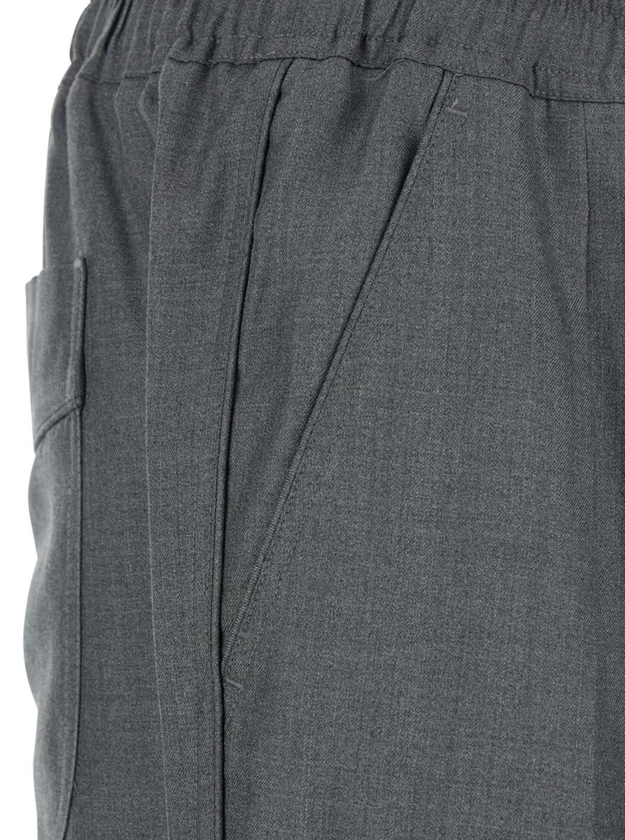 Grey Trousers With Elasticised Waist And Pences Detailing In Silk Man