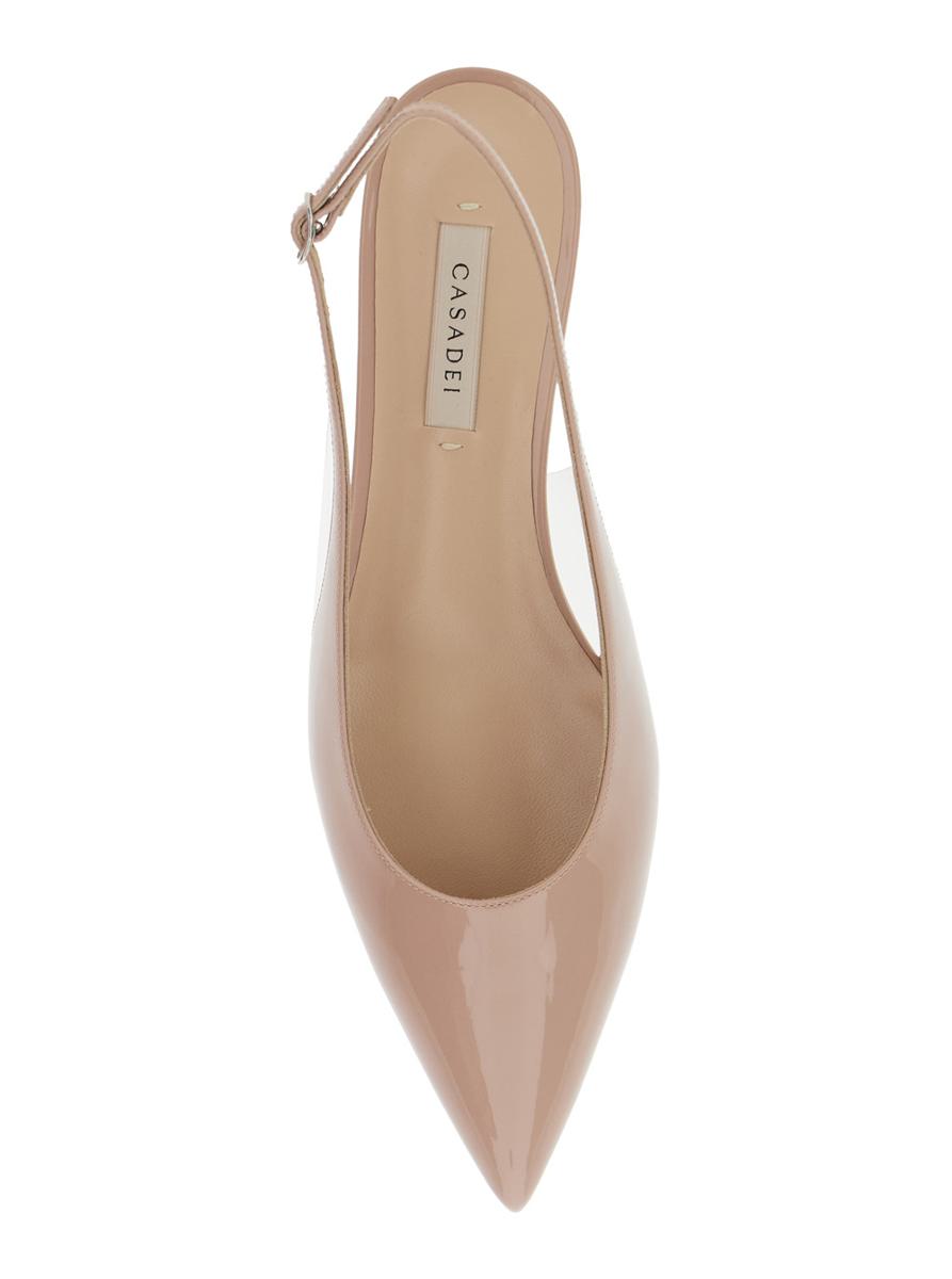 'Miniblade Tiffany' Beige Slingback Ballet Shoes In Patent Leather Woman