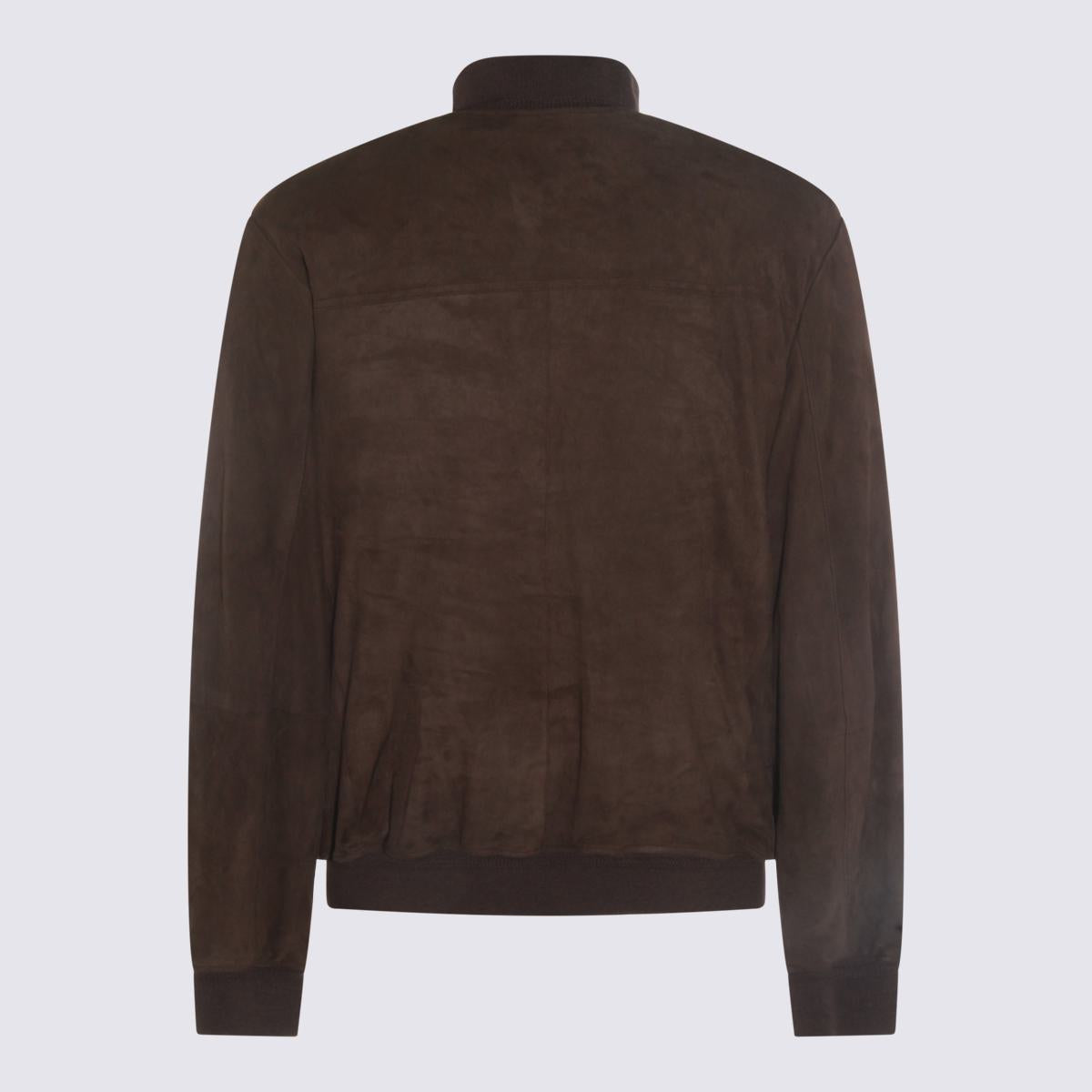 Canali Brown Leather Jacket