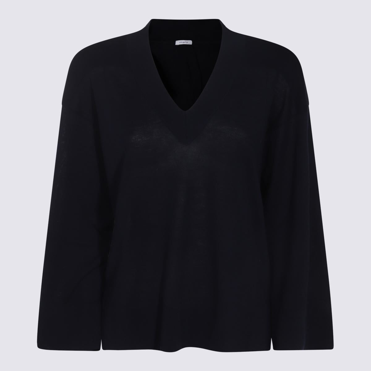 Malo Black Cotton Knitwear