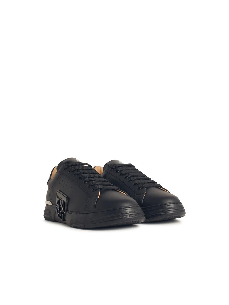Philipp Plein 'Hexagon' Black Leather Sneakers
