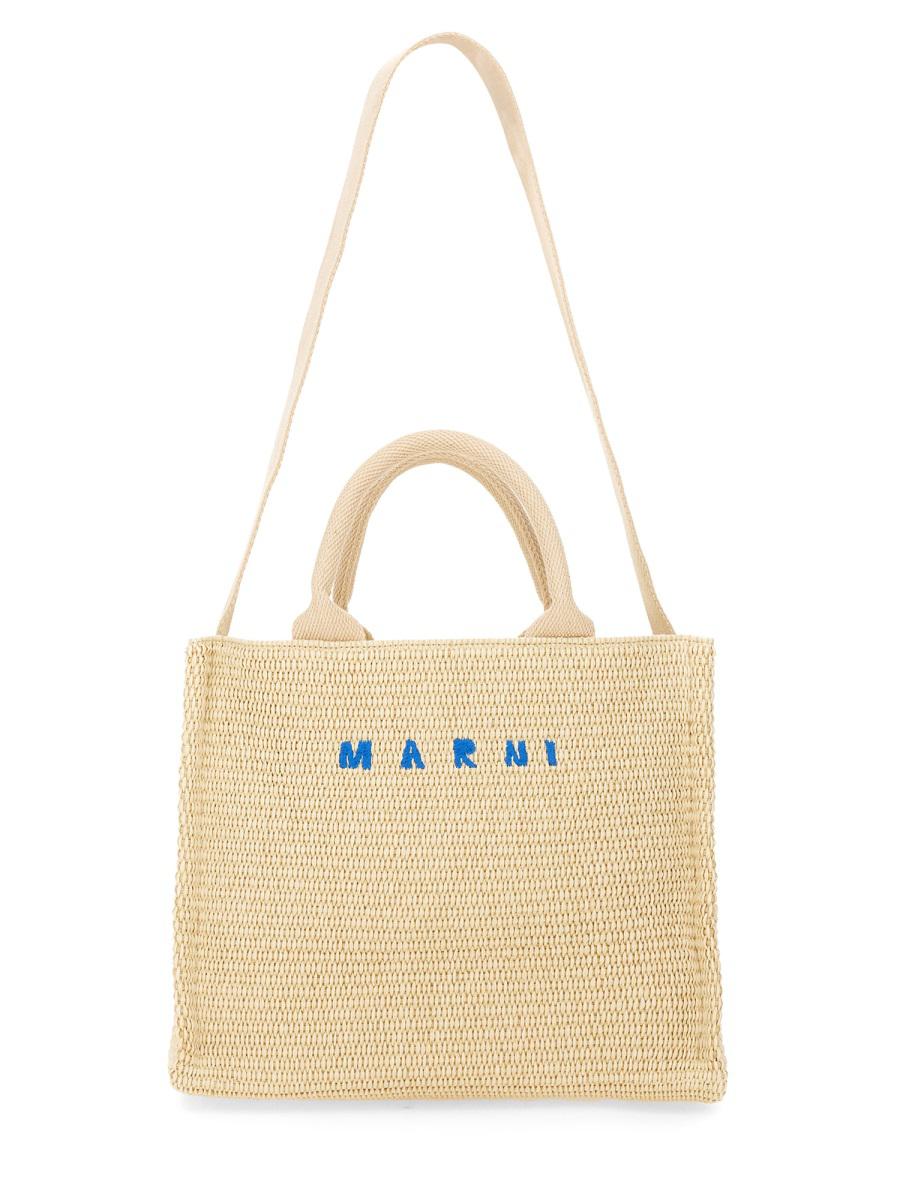 Marni Raffia Effect Fabric Small Tote Bag