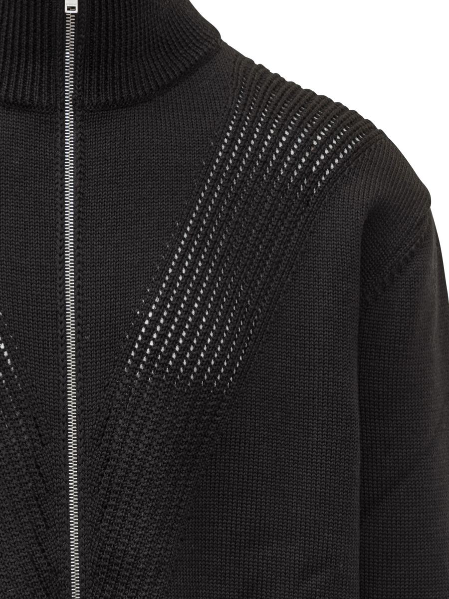 Jil Sander Black Cardigan In Technical Knit Jil Sander