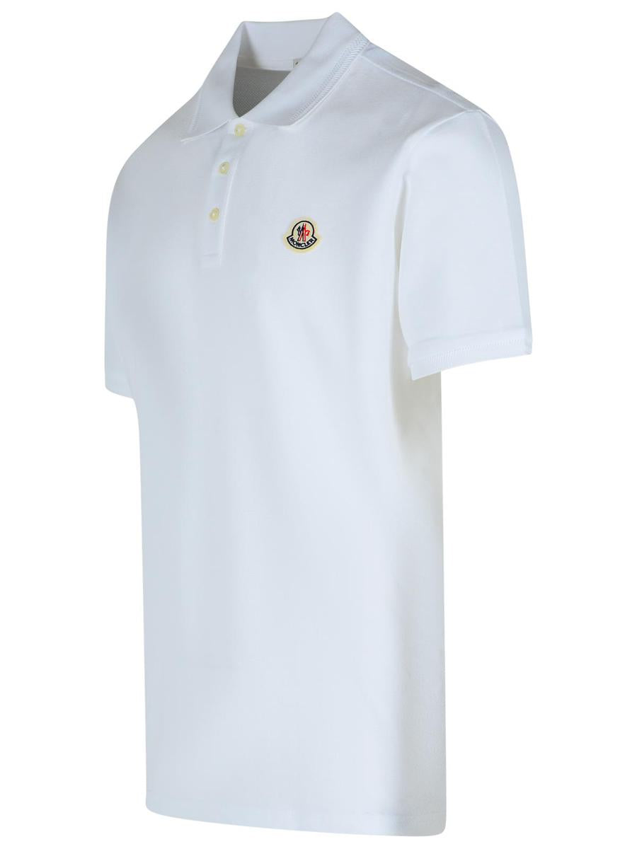 Moncler White Cotton Polo Shirt In White 'Piquet' Cotton