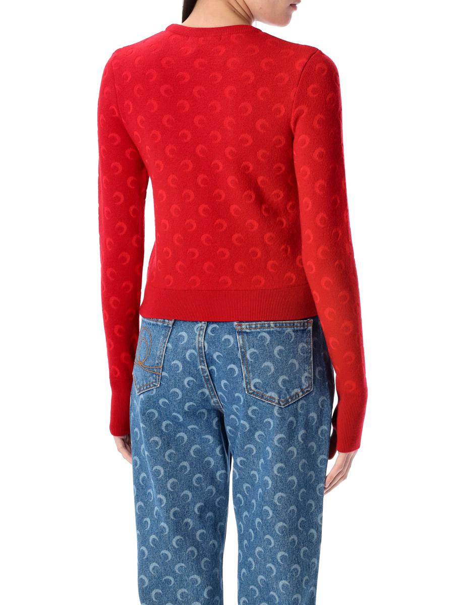 Marine Serre Moon Jacquard Knit Fitted Sweater
