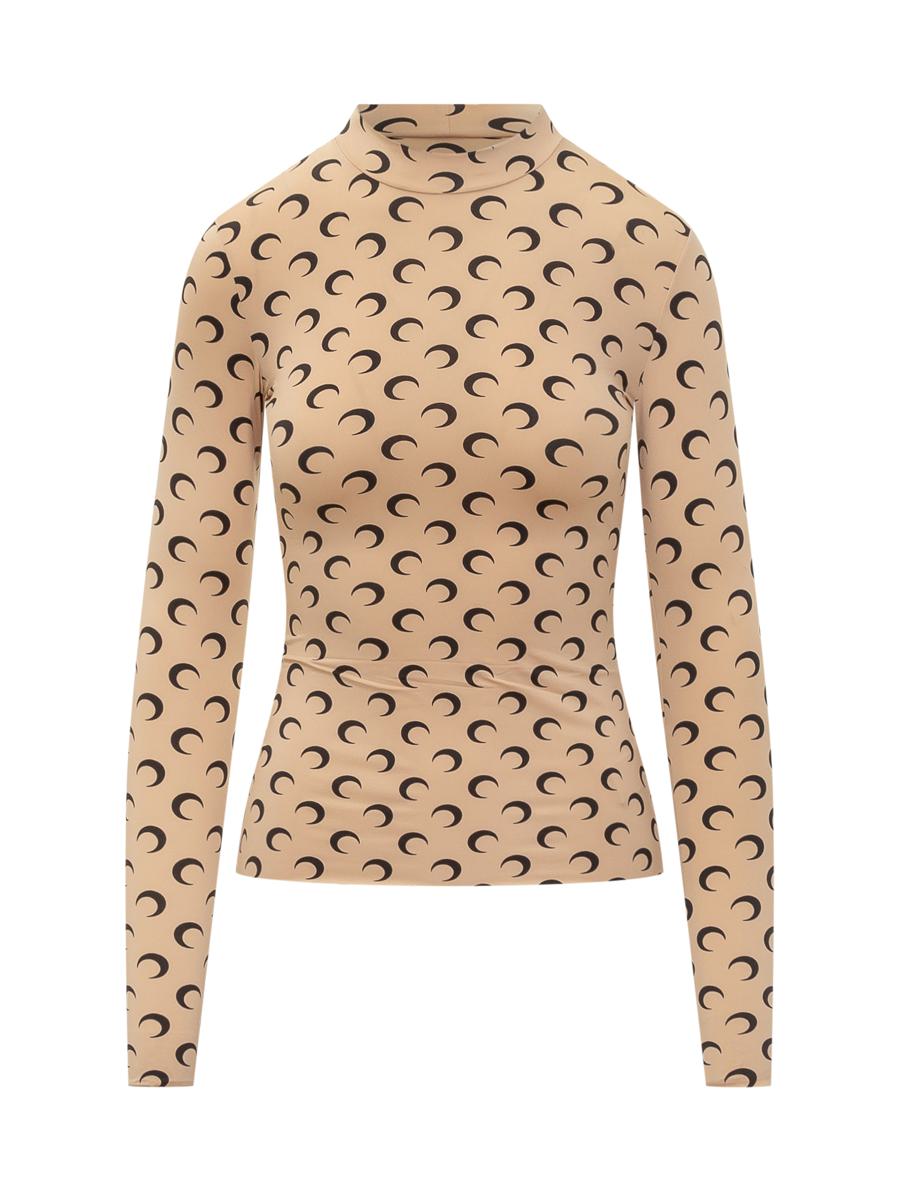 Marine Serre Beige Top With Moon Print All Over By Marine Serre