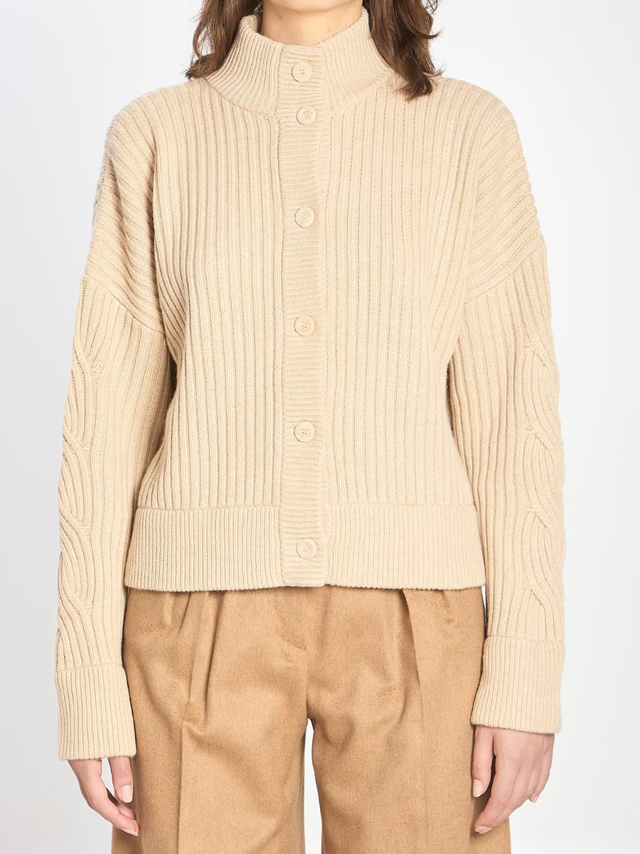 Ribbed Cardigan In Wool And Cashmere