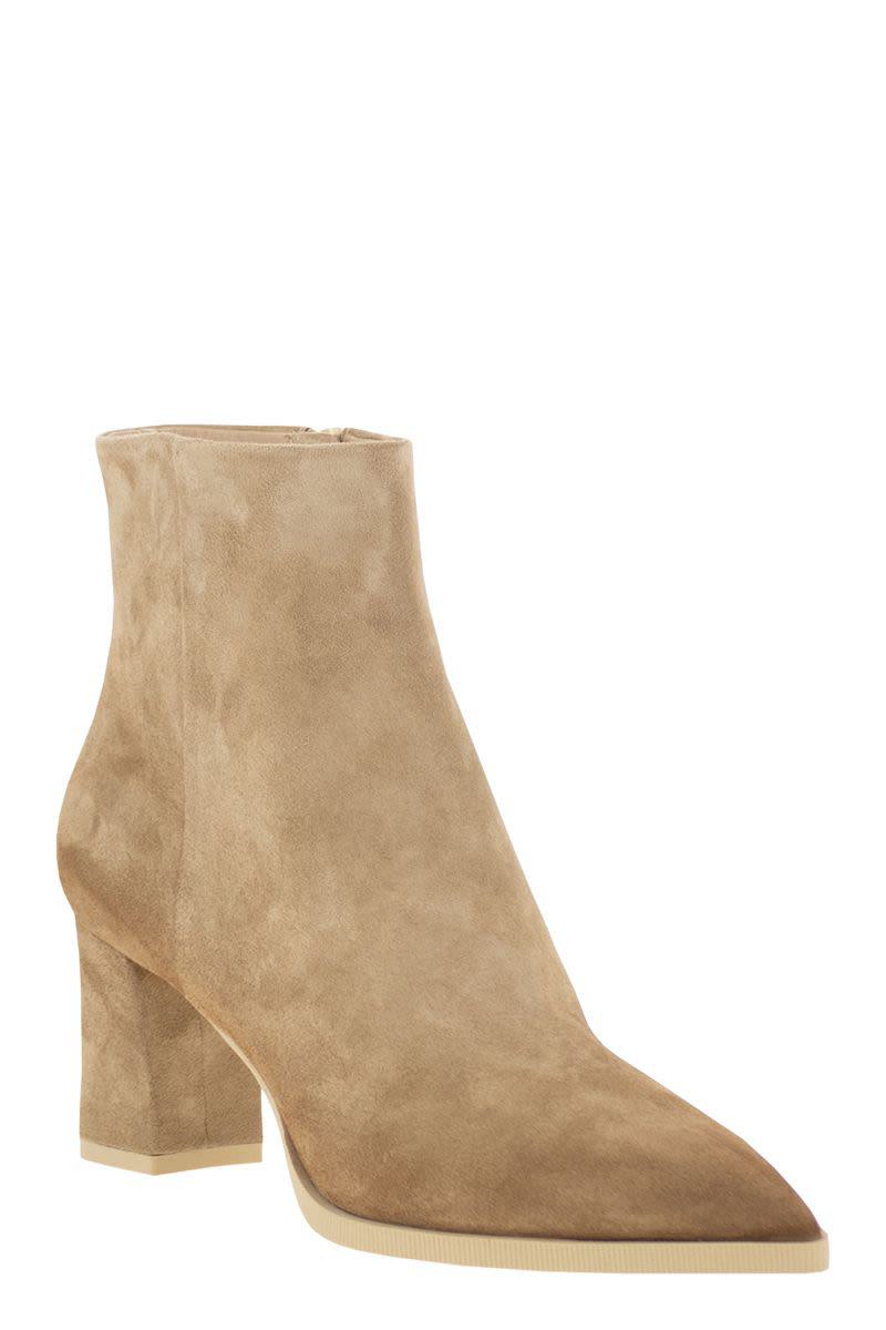 Santoni Mid-Heel Suede Ankle Boots