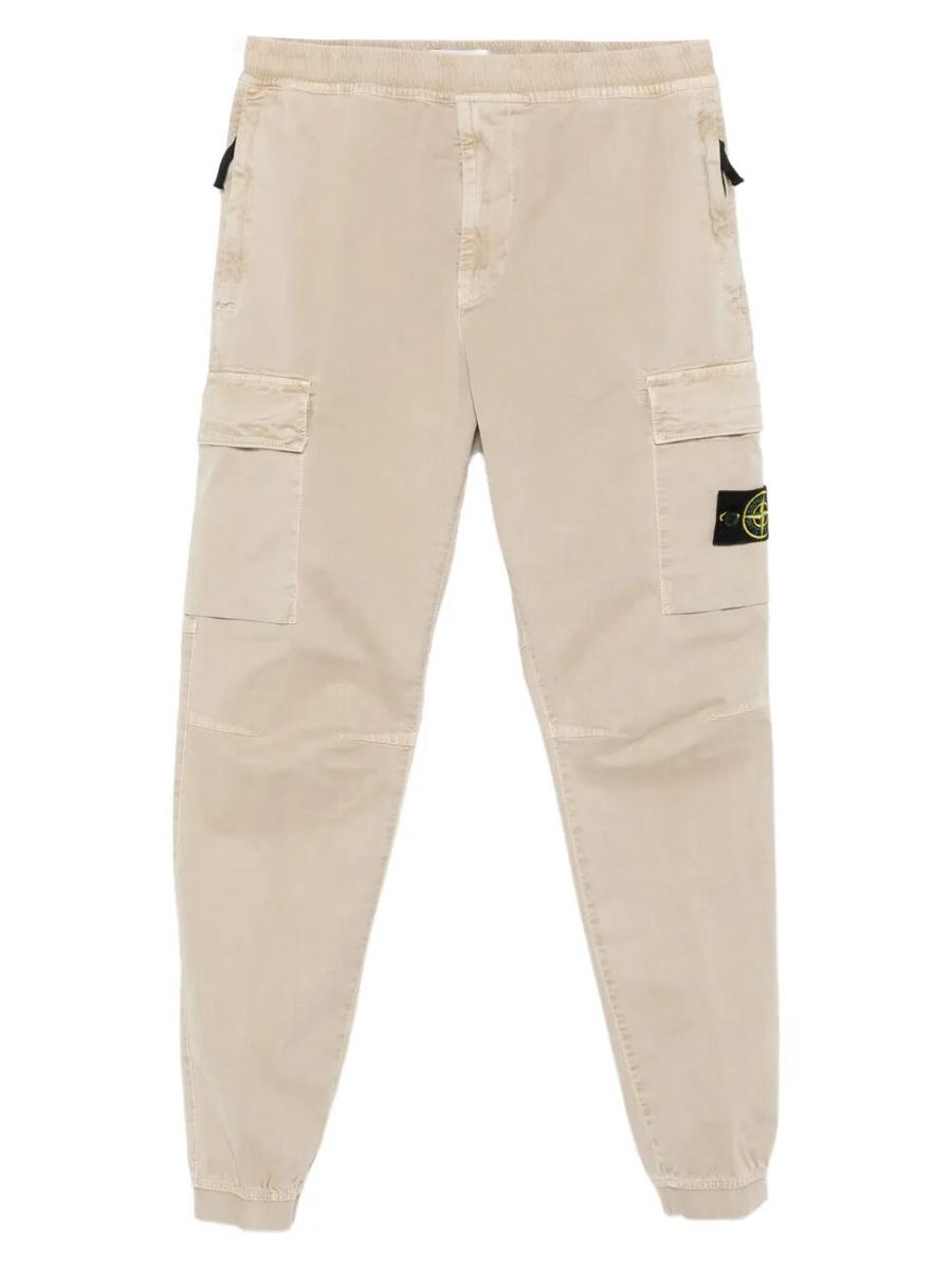 Stone Island Tapered Fit Cotton Cargo Pants With Elasticated Waistband Clothing