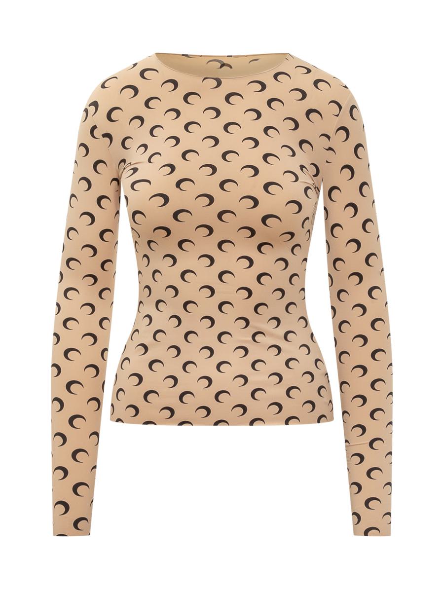 Marine Serre Beige Fitted Top With Moon Print By Marine Serre