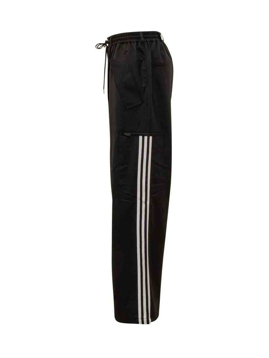 Y-3 Adidas Black Baggy Pants With Side Bands Y-3
