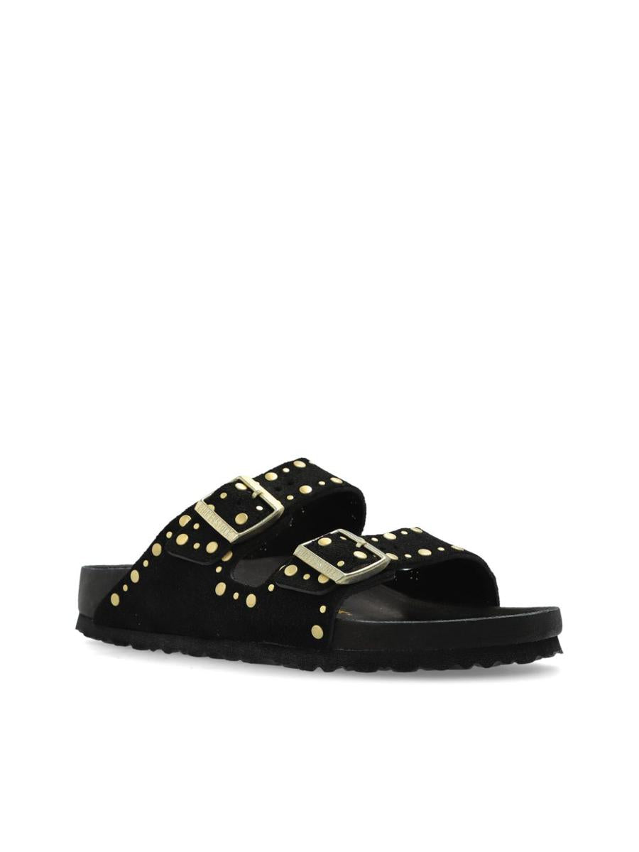 Birkenstock 'Florida' Black Leather Slippers