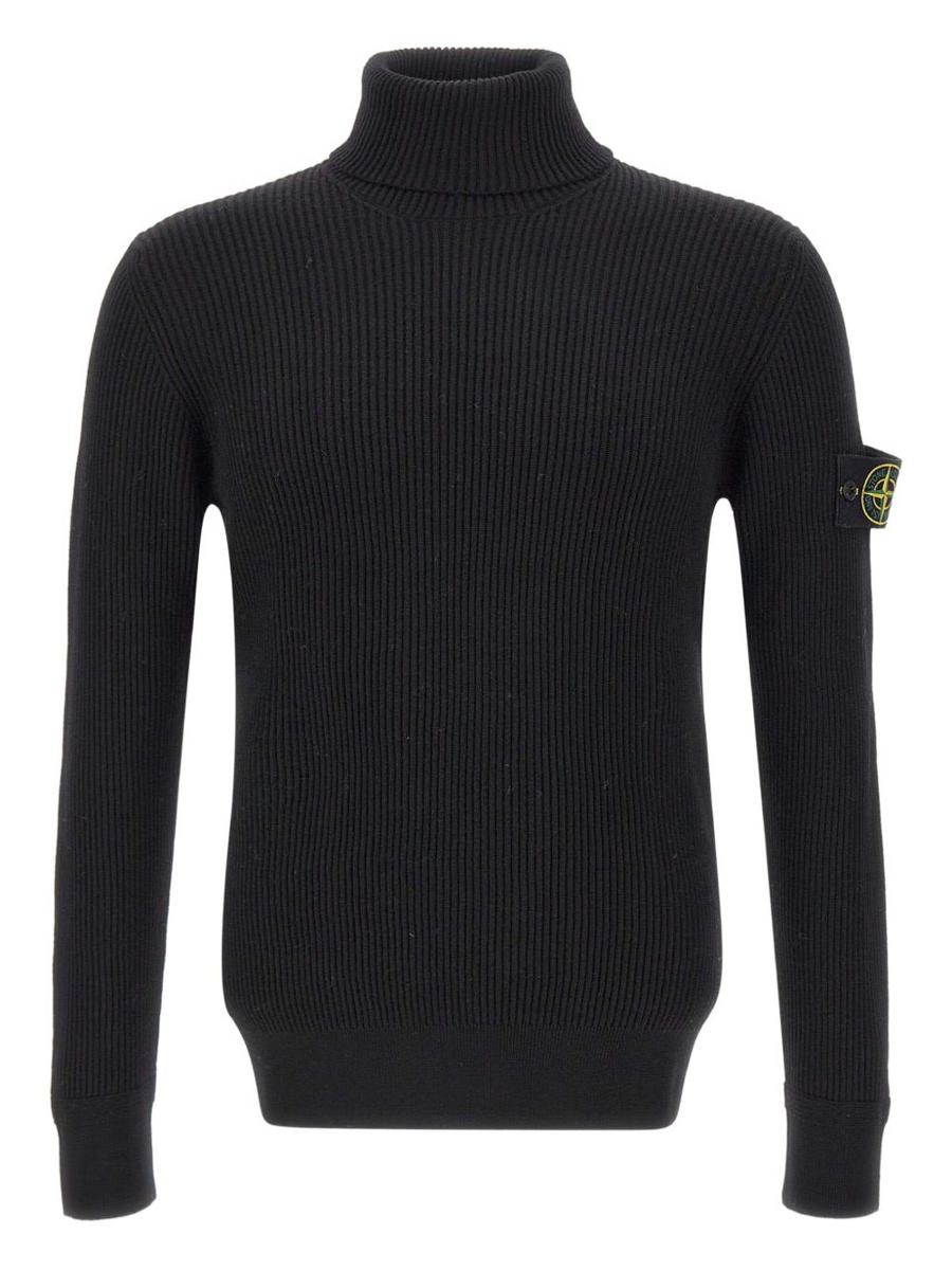 Stone Island Turtleneck Sweater With Logo Patch
