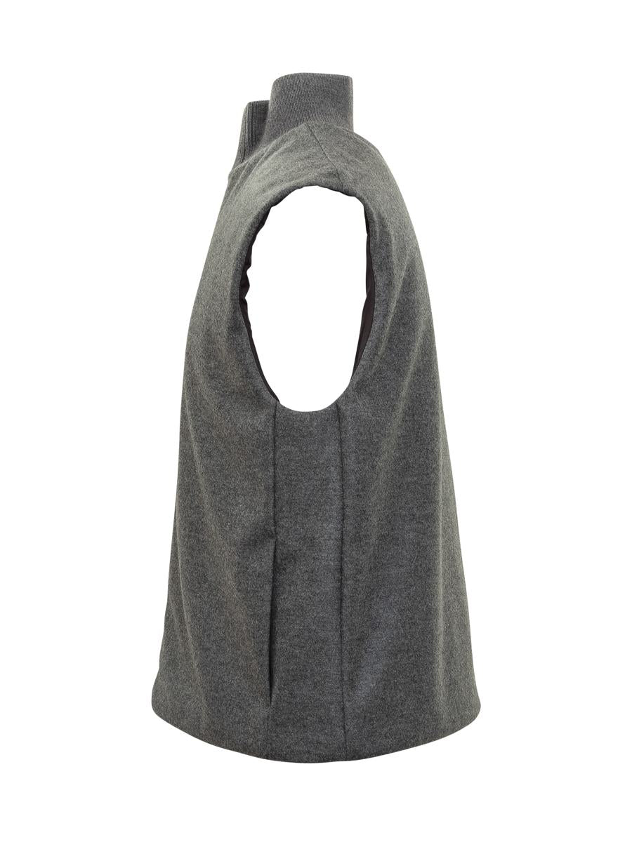 Jil Sander Gil Grey Wool Vest With Zip Jil Sander