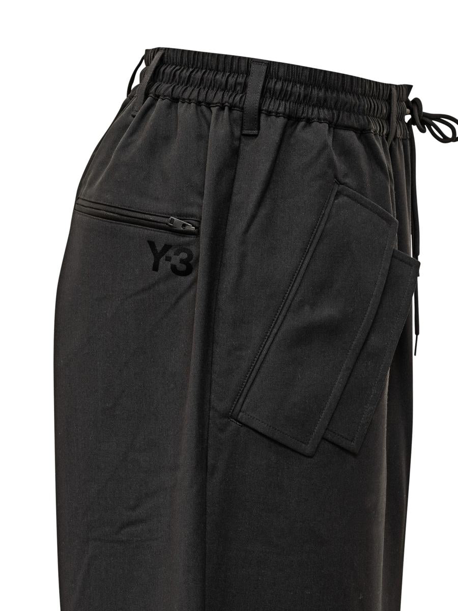 Y-3 Adidas Black Baggy Pants With Side Bands Y-3