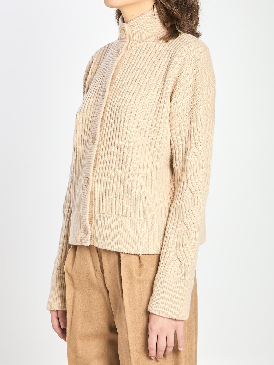 Ribbed Cardigan In Wool And Cashmere