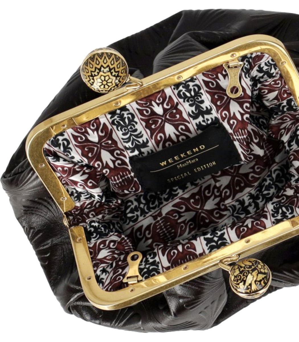Weekend Max Mara Pasticcino Spanish Heritage Small Brown Clutch