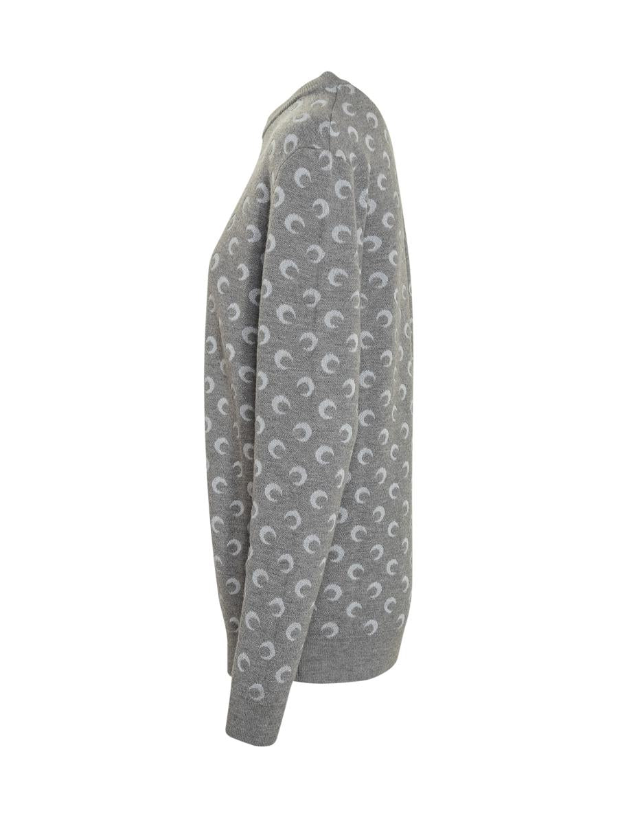 Marine Serre Grey Sweater With Moon Print By Marine Serre
