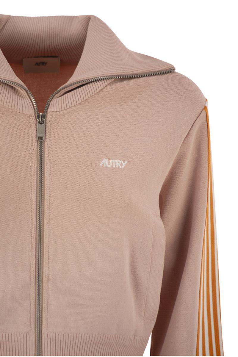 Autry Knitted Tennis-Style Zip Sweatshirt