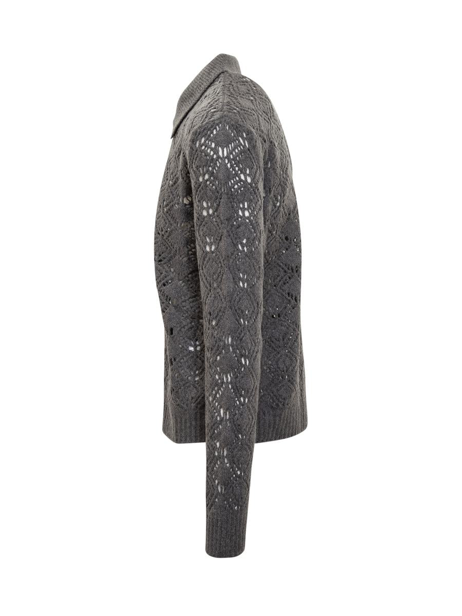 Jil Sander Jil Sander Grey Embroidered Knitted Jacket