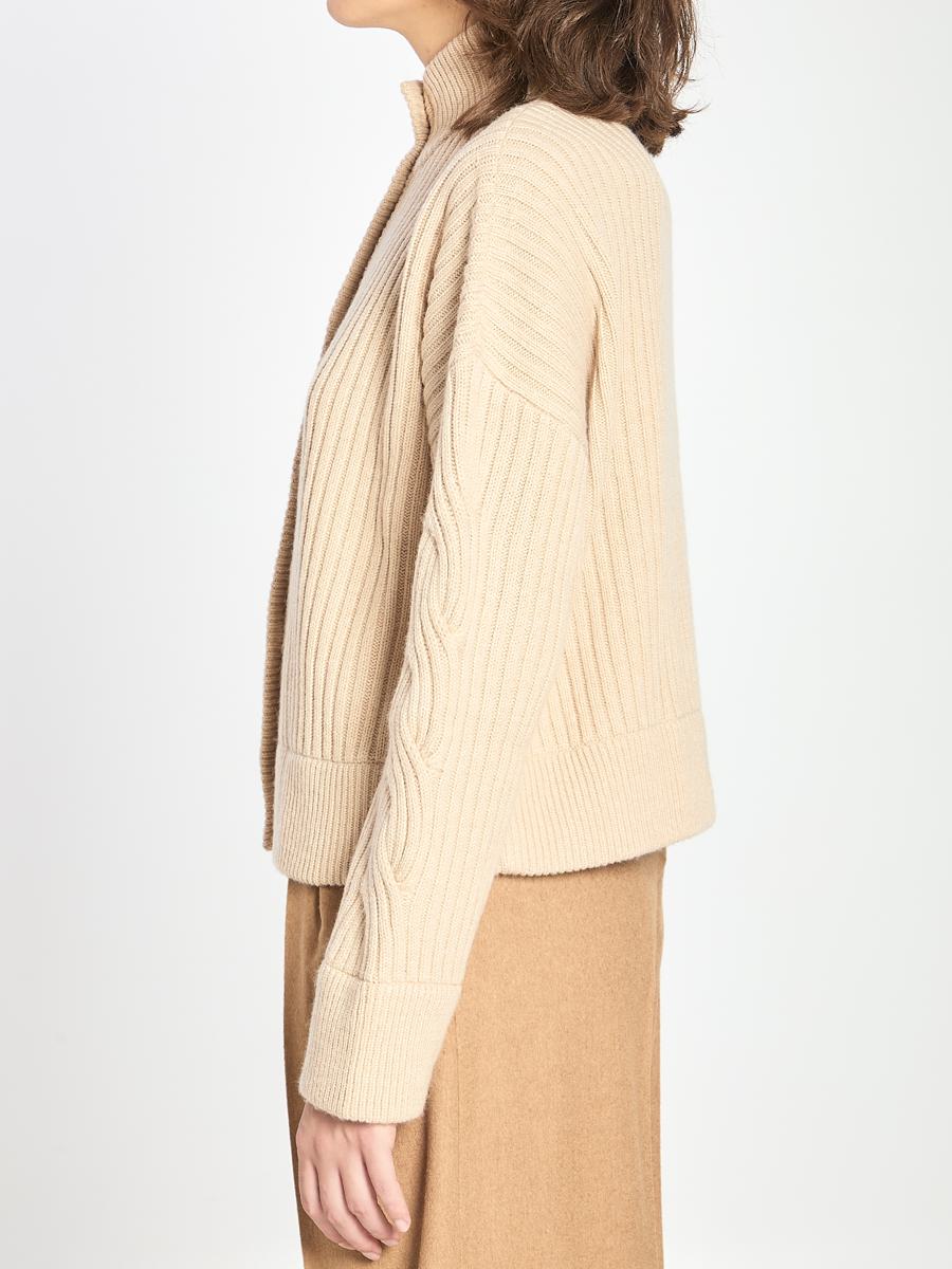 Ribbed Cardigan In Wool And Cashmere