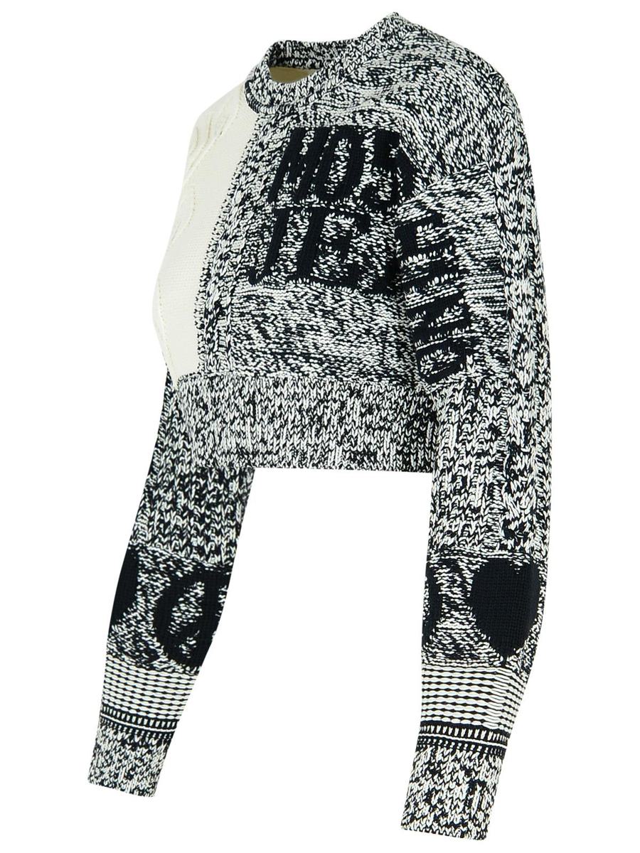 Moschino Jeans 'Patch' White Cotton Blend Sweater