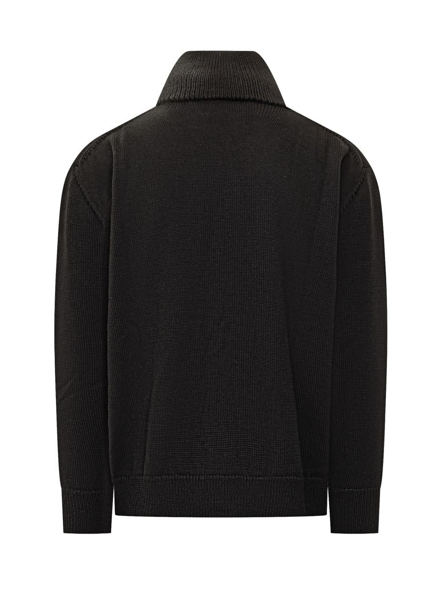 Jil Sander Black Cardigan In Technical Knit Jil Sander
