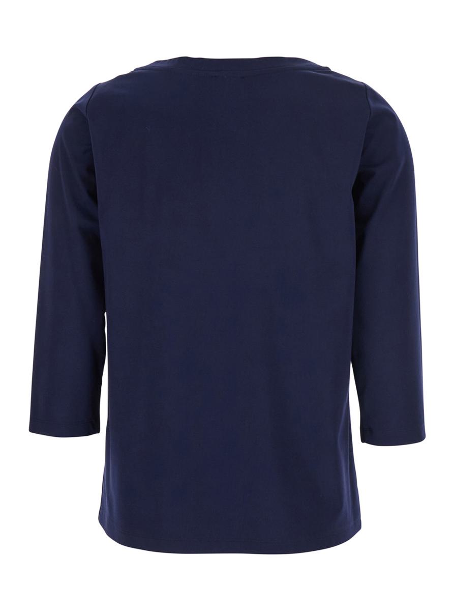 Blue T-Shirt With Round Neck And Three-Quarter Sleeves In Fabric Woman