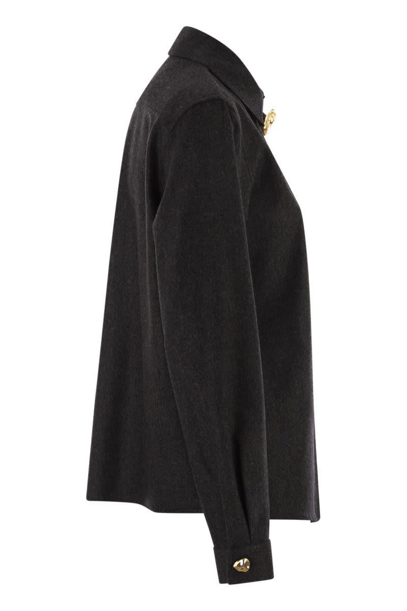 Fabiana Filippi Virgin Wool Shirt With Houndstooth Detail